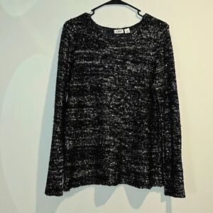 Cato black silver sequin sweater top. Size large.